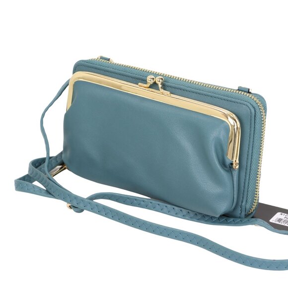 La Terre Handbags - Teal Green Faux Leather Purse Wallet Cross Body Shoulder Bag Clutch Coin Purse